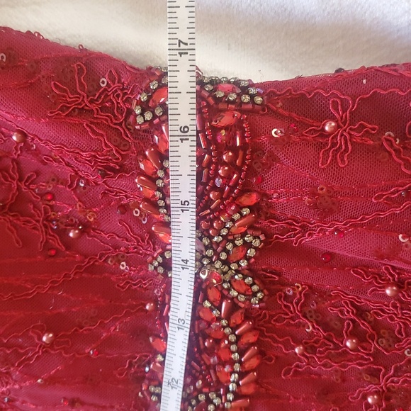 Lucci Lu Formal Elegant Burgandy Embellished Lace Maxi Sz. 10 Event Gown NWT - Picture 15 of 16